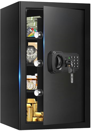 5.2 Cuft Large Safes Fire Waterproof, Security Fire Safe Box for Home with Programmable Keypad, Spare Keys and 3 Removable Shelves, Anti-Theft Digital Document Box Fireproof Waterproof for Valuables