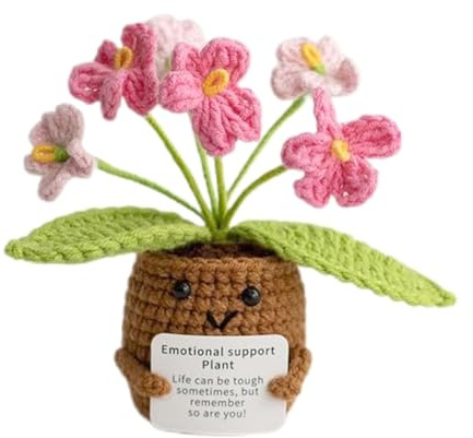 FOSDICK Fiori Positiva, Patata Positiva Uncinetto, Rosa Positive Fiori Finti Supporto Emotivo, Motivazionale con Carta, Fiori Non ti Scordar di Me Portafortuna Regalo per Famiglia Amici Collega