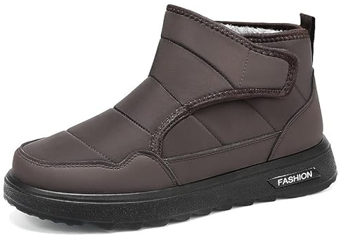 Soft time TOY Snow boots for men cold weather shoes water repellent ultra-lightweight non-slip snow shoes fleece lining outdoor Zipper Wide Toe Box (10.5,Brown)