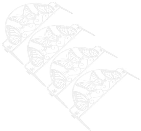 ibasenice 4pcs White Butterfly Plastic Garden Fence Panels Outdoor Lawn Edging Picket Fence for Flowerbeds Plastic Garden Border for Plants and Landscaping