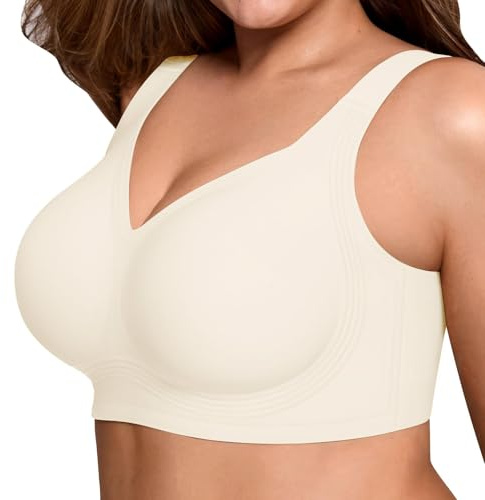 Gyaimxfu Reggiseno Donna Senza Ferretto Push Up Imbottito Morbido Bra Seamless Comodo Reggiseno Invisibile Coppa Intera Taglie Forti Bustier Supporto Forte Bralette per Seni Normali e Grandi
