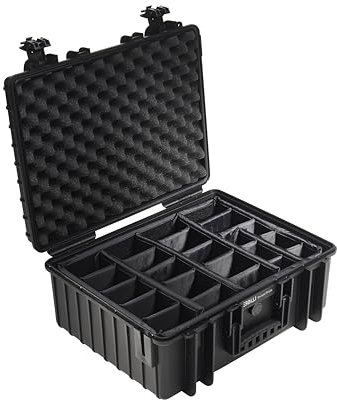 B&W Transportkoffer Outdoor - Typ 6000 Schwarz - mit variabler Facheinteilung - wasserdicht nach IP67 Zertifizierung, staubdicht, bruchsicher und unverwüstlich