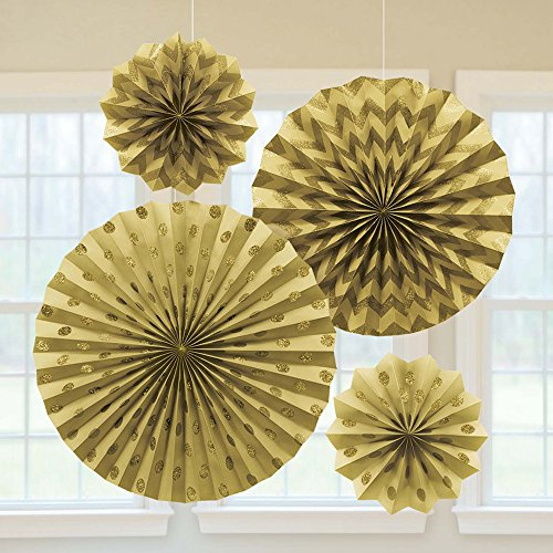 Gold Glitter Paper Fans /4