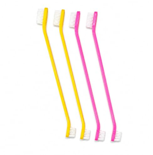 Pack of 4 Double Ended Dog & Cat Dental Oral Care Toothbrush Healthy Pet Grooming Tool Teeth Brush for Dogs Tooth Cleaner Care for Small to Large Dogs Cats