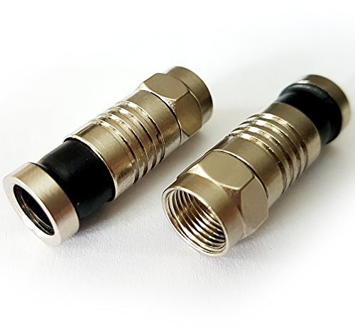 2x RG6 F-Connectors Compression Crimp Male Plugs–Outdoor Satellite Coaxial Cable