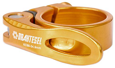 Alambre para bicicleta cierre rápido, tija de sillín, abrazadera de sillín, abrazadera de sillín, abrazadera para tija de sillín, cierre rápido en 28,6 mm, 30,2 mm, 31,8 mm, 34,9 mm (oro, 34,9 mm)