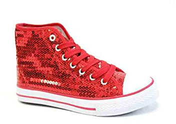 Party-Factory-Ladenburg Pailletten Schuhe Rot Glitzer 36-42 Damen & Herren Designer Schnürer (42)