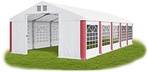 Das Company Tenda per Feste bianco-rosso 5x10m Impermeabile 560 g/m2 PVC Telone Costruzione Winter sul Fondo e Rinforzi Tetto e dell'Ingresso tutto l'anno Tenda da Giardino