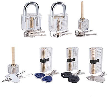 Loboo Idea 7-teiliges Übungsschloss-Set für Anfänger und Profi-Schlosser, professionelles Werkzeugset zum Entriegeln und Üben