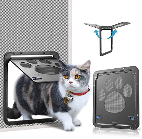 Ownpets Haustierklappe, Katzenklappe für fliegengitter, Magnetische Katzentür mit automatische verschließbare Fliegengitter, 24 * 29 cm auch ideal für kleine Hunde