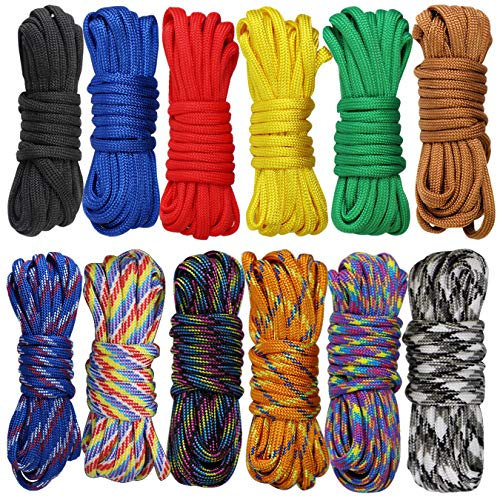 12pcs Set bracciale di corda Kit per bracciali Paracord Corda da paracadute corda per sopravvivenza corda Set fai da te da intrecciare a mano (12 colori, 10 Feet)
