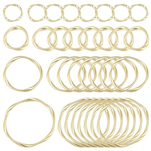 PandaHall 32Stk 4 Größen Twist Linking Ring Legierung Metallkreise Charms Links Schmuckverbinder Für Ohrringe Halsketten Armbänder Schmuckherstellung (0.5, 0.6, 1, 1.4