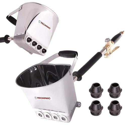 TECHNIC Projeteuse d'Enduit - Machine à plâtre - Pneumatique - avec 8 Buses Métalliques à Visser - Conçu pour Murs - Mortier d'Enduction - Efficacité 50-70 m²/h - Blanc