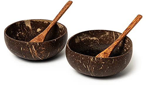 New Living - Juego de cucharas de coco orgánicas (2)