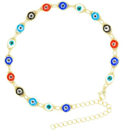 SUNNEE Evil Eye Bracelet Evil Eye Anklet Bracelet for Women and Girls (Gold+ Colourful)