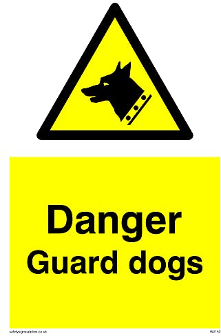 Pack de 5 carteles de perros de guardia de peligro – 100 x 150 mm – A6P