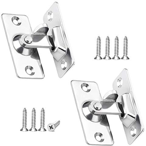 Saipor 2 Stück 90 Grad Türriegel Set mit 8 Schrauben, Edelstahl Klein Türschloss Rechtwinklig Beidseitig Schubriegel Sliding Barn Door Latch für Schiebetür, Fenstersperre Tiertür