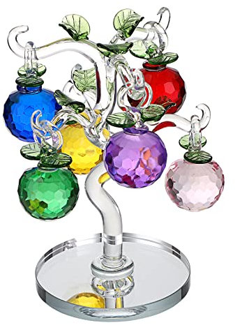 BTSKY Crystal Glass Apple Tree - Artificial Tree Figurine Ornament Table Decoration Feng Shui Crystal Apple Tree Decoration