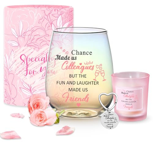 Leaving Gifts for Colleagues Women Stemless Wine Glasses Retirement Gifts | Chance Made Us Colleague Personalised Farewell Gifts for Coworkers End of Year Going Away Party Birthday Christmas Wine Glass