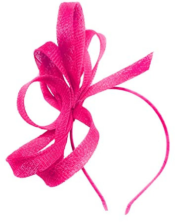 Caprilite Veganer Sinamay Fascinator Stirnband Hochzeit Hoop Damen Tag Ascot Rennen, fuchsia pink, 1 count (Pack of 1)