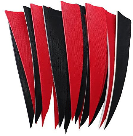 OBTOUTDOOR OUBOTER 60 Stück Bogenschießen Pfeilfedern 4 Zoll Naturfedern Befiederung Rechten Flügel DIY für Bogenpfeile (40 Rot + 20 Schwarz)