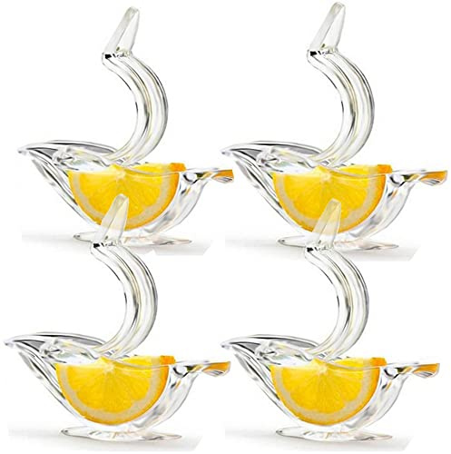 New Acrylic Manual Lemon Slice Squeezer, Portable Transparent Fruit Juicer, Elegance Bird Shape, Hand Juicer for Orange Lemon Lime Pomegranate (4Pcs) (4Pcs)