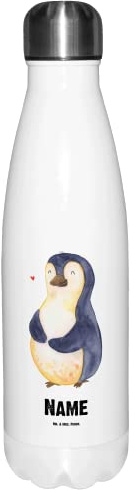 Mr. & Mrs. Panda Thermosflasche personalisiert Pinguin Diät - Personalisierte Geschenke, Trinkflasche Edelstahl, Wasserflasche, Abnehmen, Sportflasche, Pinguine