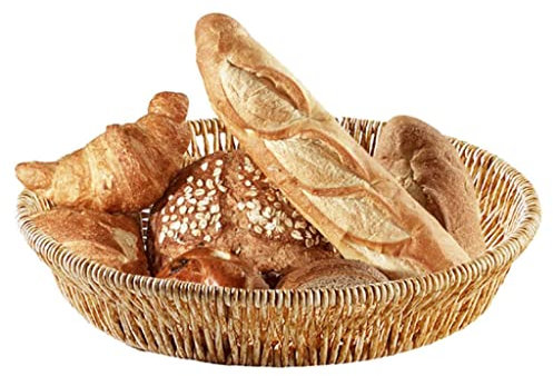 LIOONS Boîte à Pain tissée à la Main, Corbeille à Pain Ronde en Osier de rotin pour Le Support de Pain de Stockage de Pain à la Maison de Cuisine