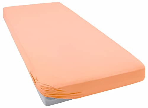 Spannbettlaken, Spannbetttücher 100% Baumwolle Bettlaken Jersey in vielen Größen und Farben, Steghöhe bis zu 30 cm. (Lachs, 180x200x30)