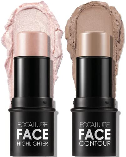 2 Pcs Contouring Stick,Highlighter und Bronzer Contour Pen,Cremige Textur Langanhaltende Konturen Erhellt das Gesicht Make up contouring Stift für Gesicht und Hals (Fair-0509)