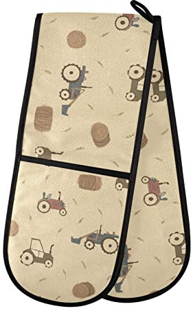 Maniques doubles antidérapantes avec boucle de suspension pour barbecue, pâtisserie, micro-ondes, 88,9 x 17,8 cm