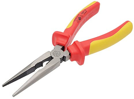 MichaelPro 200MM Insulated Long Needle Nose Plier, 1000V VDE Certified, for Electric Vehicles, Jaws Hardness HRC58 to 62, Two-Toned Anti-Slip Handle Electrical Pliers | MP003067