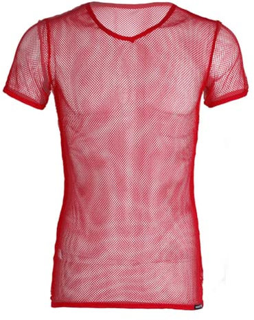 JPXJGT Hombre Ver a Través Chaleco Manga Transparente Rejilla de Malla Musculares Camiseta(Color:Red,Size:XL)