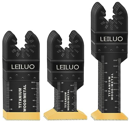 Titanium Multitool Blades Kits LEILUO 15 Pieces Oscillating Tool Blades for Nails Wood Packed by Storage Bag Compatible with Makita Ryobi Milwaukee and More