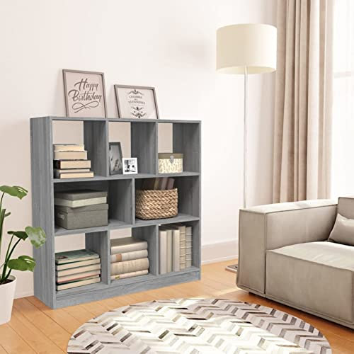 GuyAna Bücherregal Grau Sonoma 97,5x29,5x100 cm Holzwerkstoff Mehrzweckschrank Putzschrank Schrank Flur