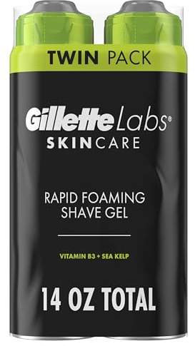 GilletteLabs Rapid Foaming Shave Gel for Men, 7oz (Pack of 2)