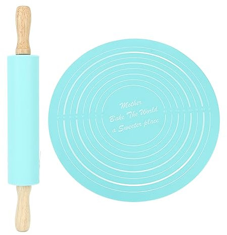 ANKROYU Mattarello Antiaderente, Tappetino da Forno in Silicone, Set di Rulli Per Pasta in Silicone Antiaderente con Misure Tappetino Per Impastare, Tappetino da Forno Per Mattarello(B)