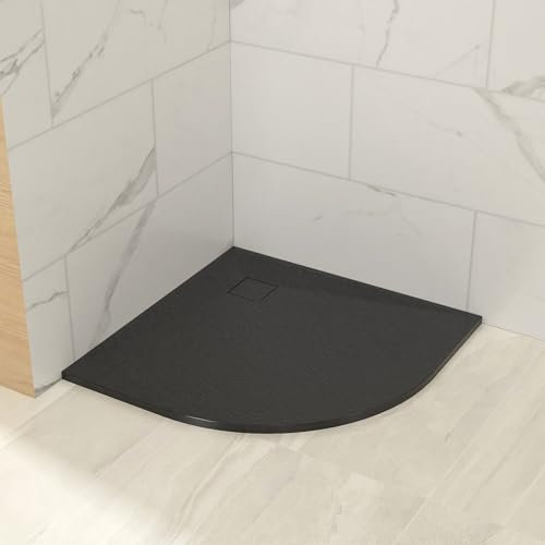EMKE Receveur de douche,80x80 cm,Noir,receveur de douche plat en forme d'éventail antidérapant SMC receveur de douche coupé sur mesure