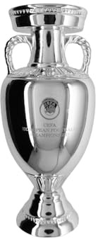 UEFA AmBallCom | Trophée Euro 2024 Allemagne Réplique | Différentes Tailles | Emballage Cadeau | 3D | Zamak | Cadeau pour Les Fans de Football (150 mm)