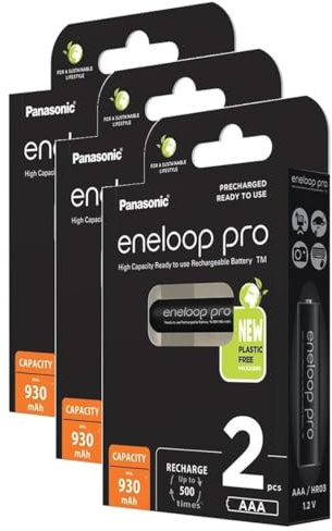 Eneloop Pro Micro Rechargeable Batteries 930 mAh AAA Ni-MH Pack of 3