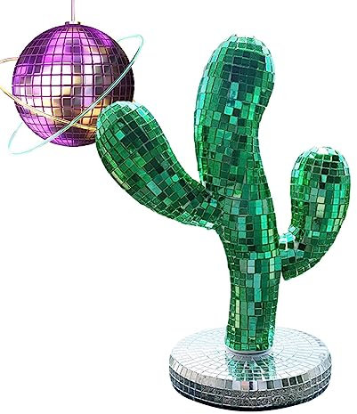 Lonsy Décoration de Boules Disco Miroir |Ornements de Cactus d'intérieur Disco, Fournitures de décoration au Design créatif pour boîtes de Nuit, Festivals et Bars