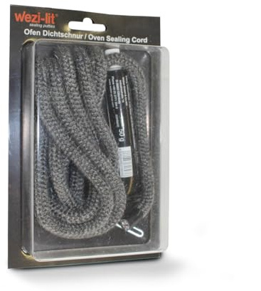 wezi-lit Ofenschnur Ø 12mm 2m Anthrazit + feuerfester Kleber 50g bis 1200°