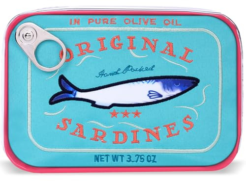 Cessfle Canned Sardines Makeup Bag, Funny Sardine Tin Fish Cosmetic Bag, Creative Cute Makeup Bag, Kawaii Pencil Case Pouch, Coquette Make Up Pouch for Women, 6.1*4.3*4.5inch, Fashionable