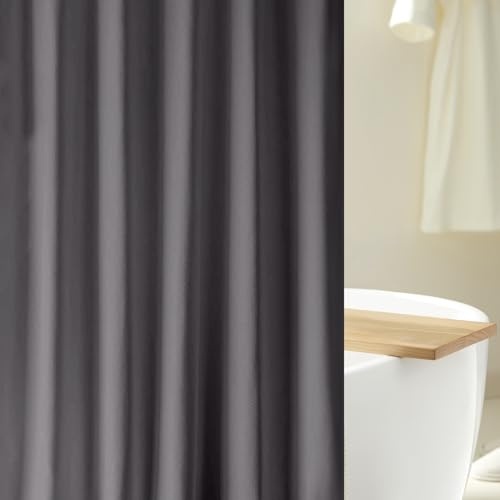 Ciusdkler Duschvorhang 180x200, Textil Badezimmer Vorhang Schwer mit 12 Haken, Stoff Waschbar, Dunkelgrau