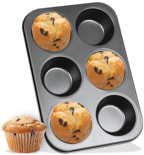 Audingull Jumbo Muffin Pan 6-Cups Cupcake Pan, Premium Large Muffin Tin for Baking, Non-Stick and Thickened Carbon Steel Jumbo Cupcake