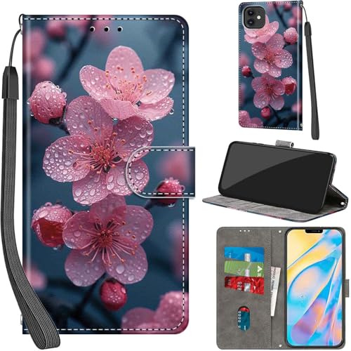PHINIENLAND Wallet Flip Case for iPhone 12 / iPhone 12 Pro Leather, Flower