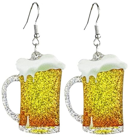 Damen Bierbecher Ohrringe Acryl Ohrstecker, Diamant Ohrschmuck, Herren- und Mädchenohrringe für Oktoberfest und Karneval