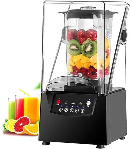 LSHFYV Mélangeur Commercial Smoothie Maker, Smart Blender Écran Tactile Numérique, Mélangeur à Vitesse Réglable 2L Smoothie Maker Robot Alimentaire Commercial avec Couvercle de Réduction du Bruit