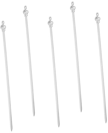 TINEASUR 5 Stück Edelstahl Grillspieß Musiknoten Design 26cm Flach Wiederverwendbar für Bbq Garten Grillen mit Stabilem Griff für Fleisch Gemüse