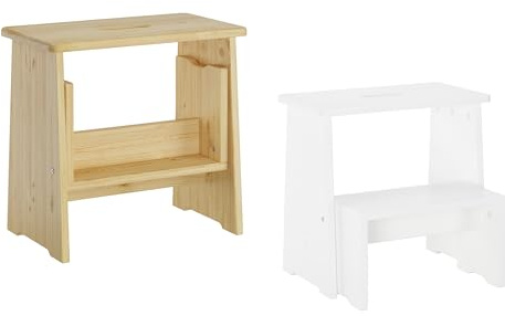 Stufenhocker Klapphocker Tritthocker Klappbar Kiefer Natur oder Weiß